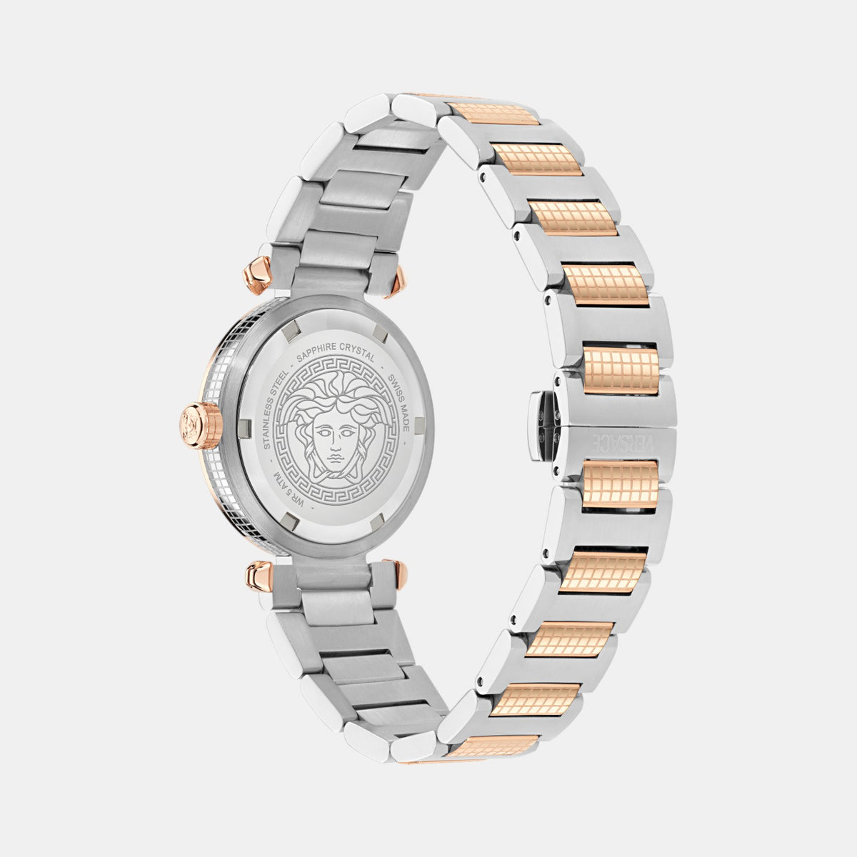 Greek Women Quartz Rose Gold Dial Analog Stainless Steel Watch VE5B00425