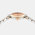 Greek Women Quartz Rose Gold Asymmetrical Dial Analog Stainless Steel Watch VE5B00425