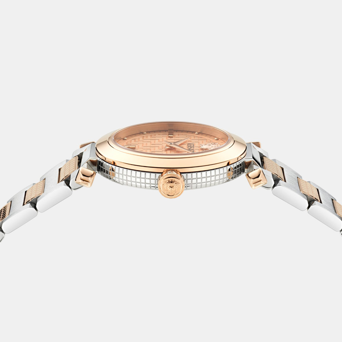 Greek Women Quartz Rose Gold Dial Analog Stainless Steel Watch VE5B00425
