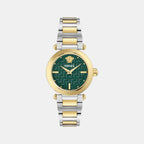 Greek Women Quartz Green Dial Analog Stainless Steel Watch VE5B00525