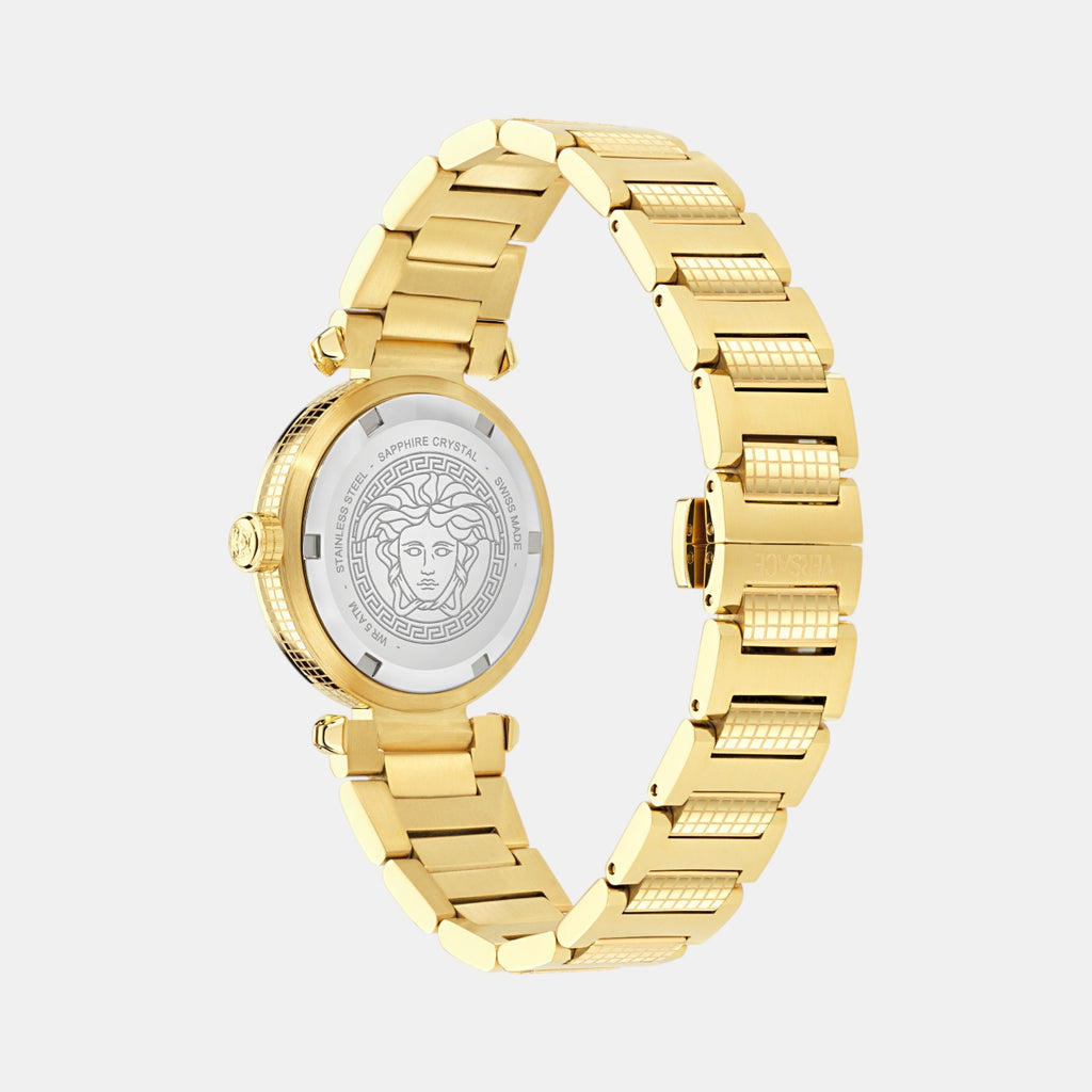 Greek Women Quartz Black Dial Analog Stainless Steel Watch VE5B00625