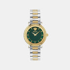Greca Women Quartz Green Dial Analog Stainless Steel Watch VE5L00426