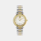 Greca Women Quartz White Dial Analog Stainless Steel Watch VE5L00526