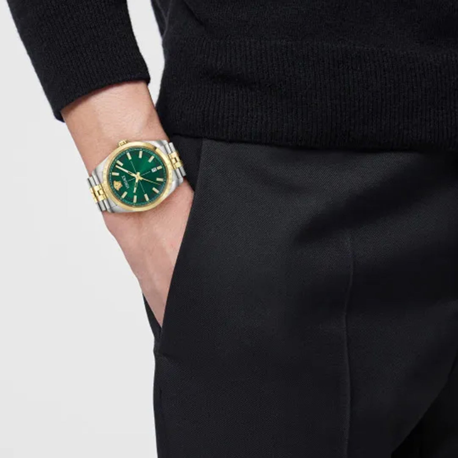 Millenyium Men Quartz Green Dial Analog Stainless Steel Watch VE5M00526