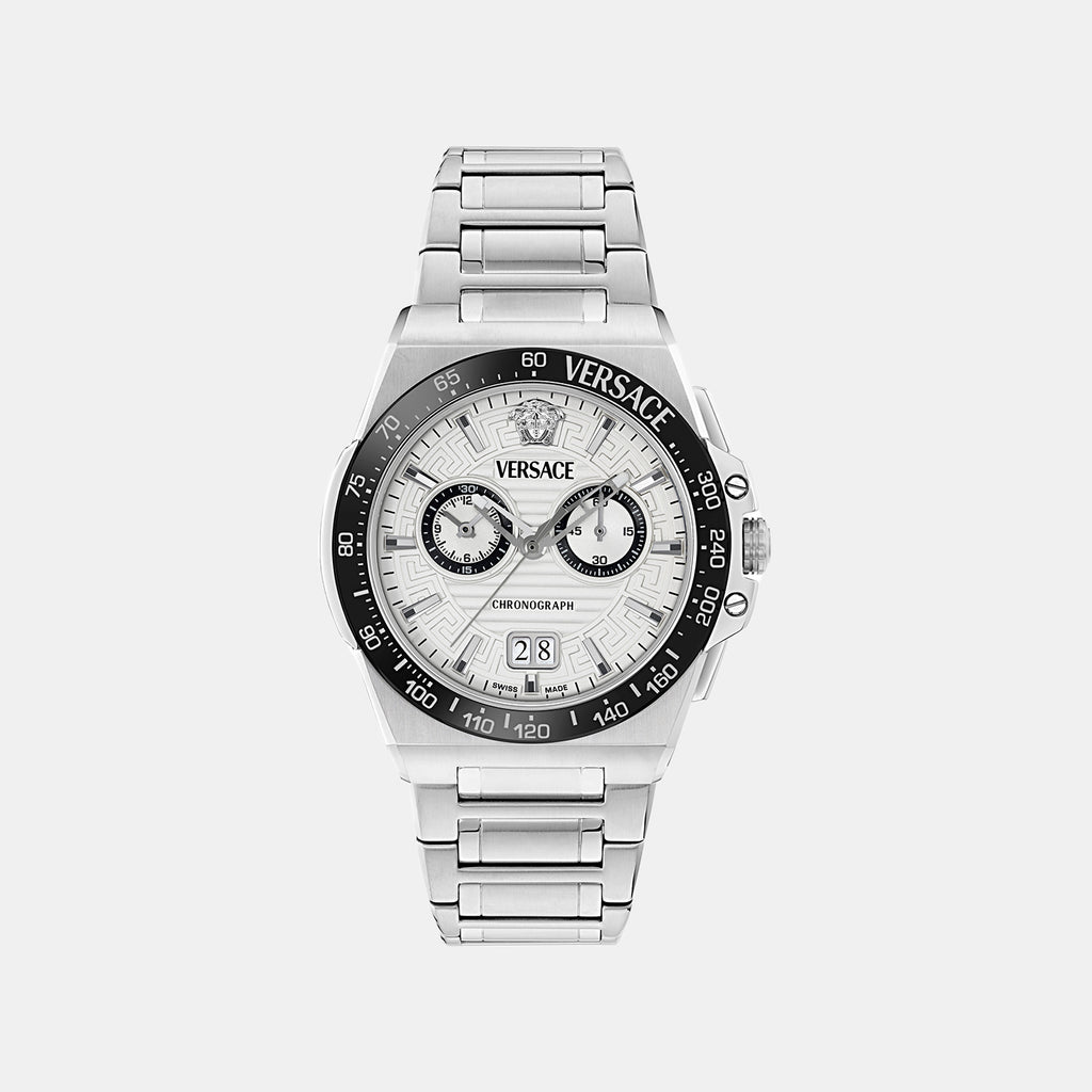 Greca Men Quartz Silver Dial Chronograph Stainless Steel Watch VE5N00126
