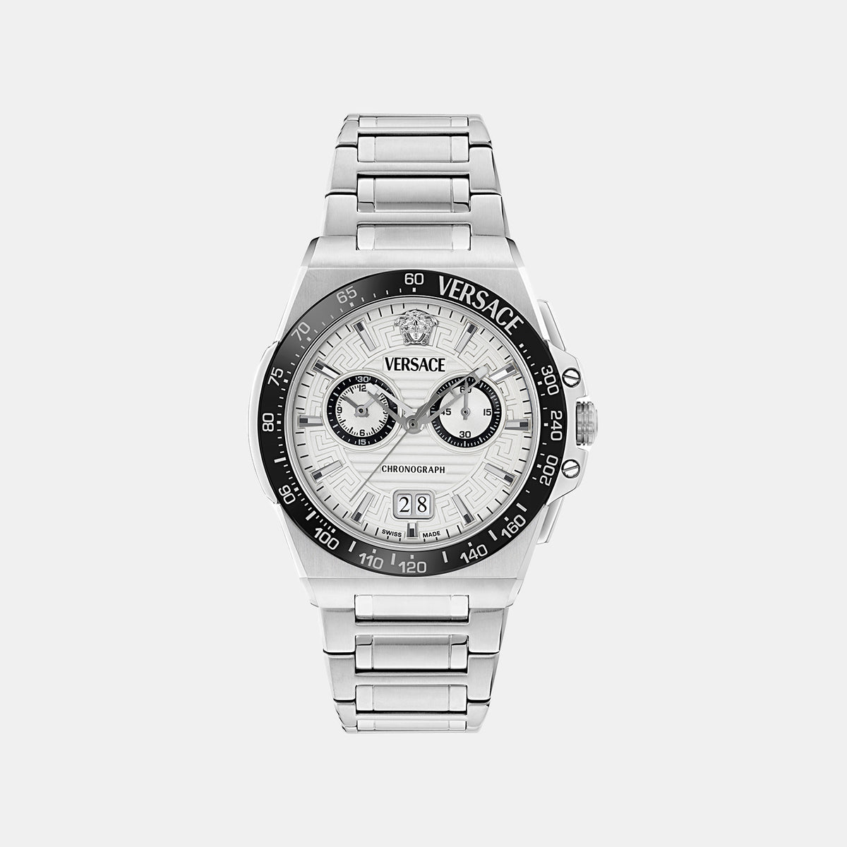 Greca Men Quartz Silver Dial Chronograph Stainless Steel Watch VE5N00126