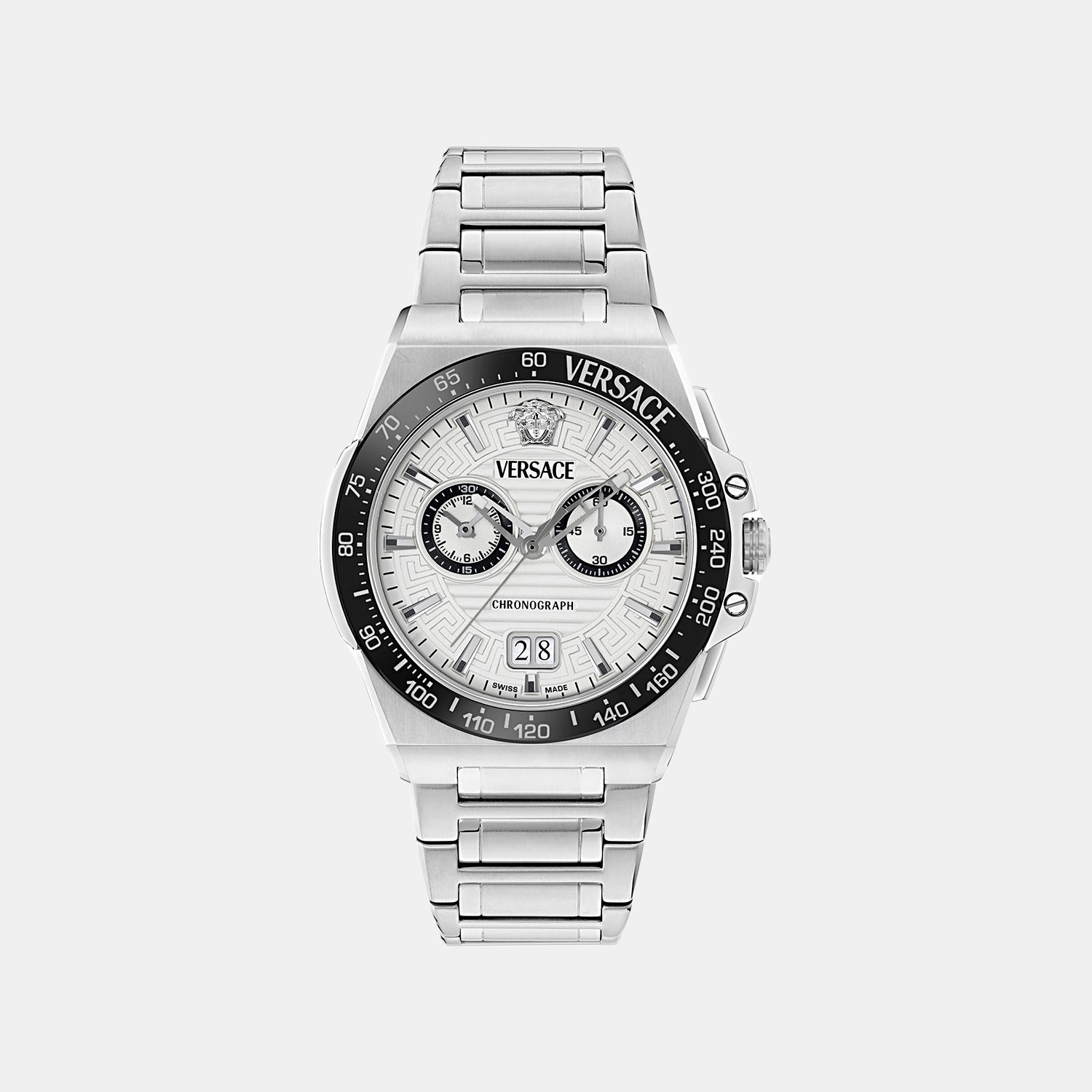 Greca Men Quartz Silver Dial Chronograph Stainless Steel Watch VE5N00126