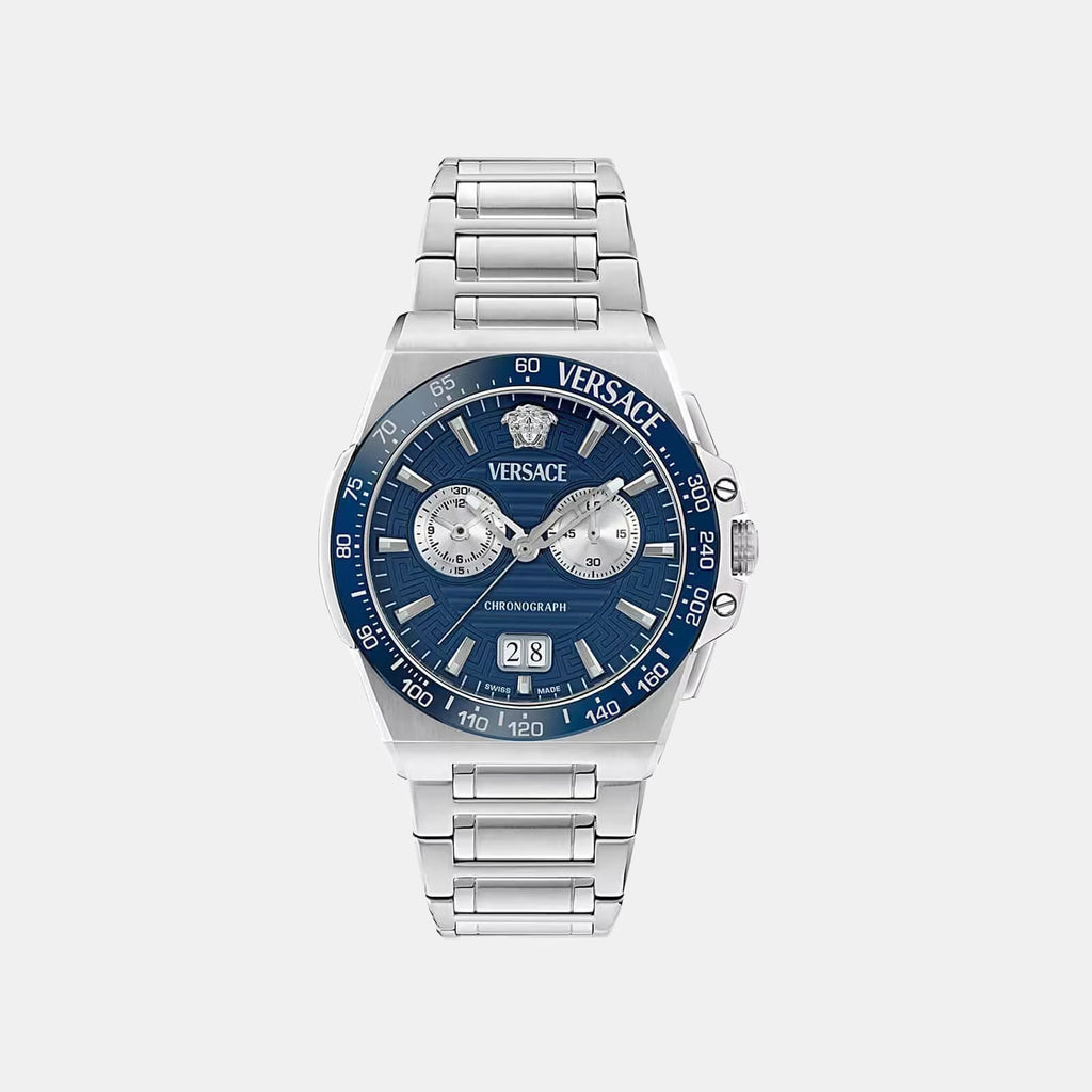Greca Men Quartz Blue Dial Chronograph Stainless Steel Watch VE5N00326