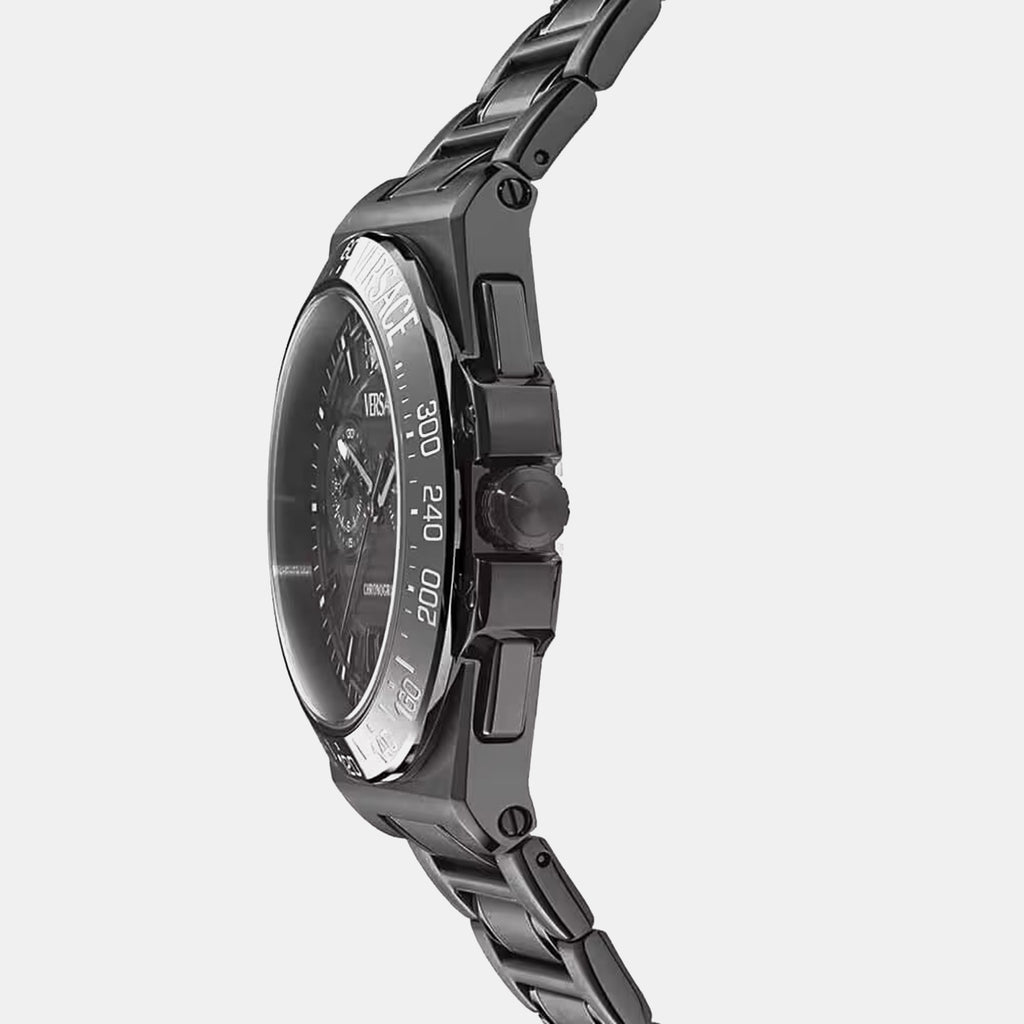 Men Quartz Black Dial Chronograph Stainless Steel Watch VE5N00526