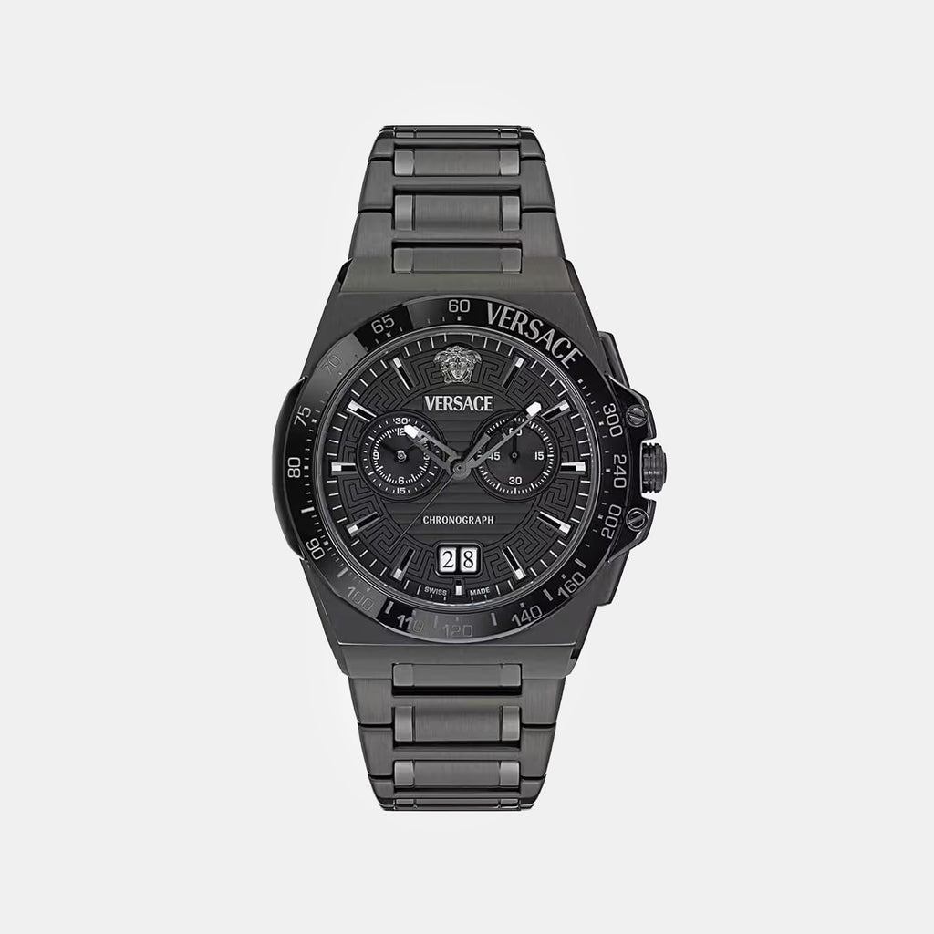 Men Quartz Black Dial Chronograph Stainless Steel Watch VE5N00526