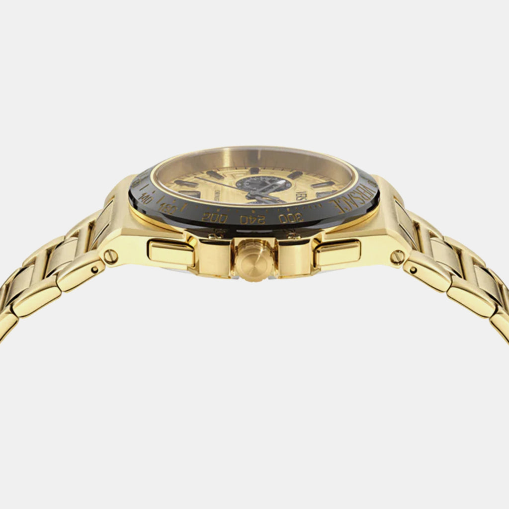 Greca Men Quartz Gold Dial Chronograph Stainless Steel Watch VE5N00626