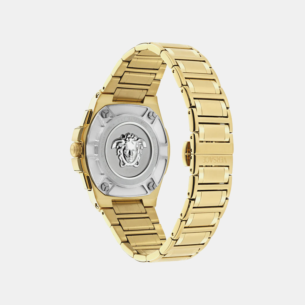 Greca Men Quartz Gold Dial Chronograph Stainless Steel Watch VE5N00626