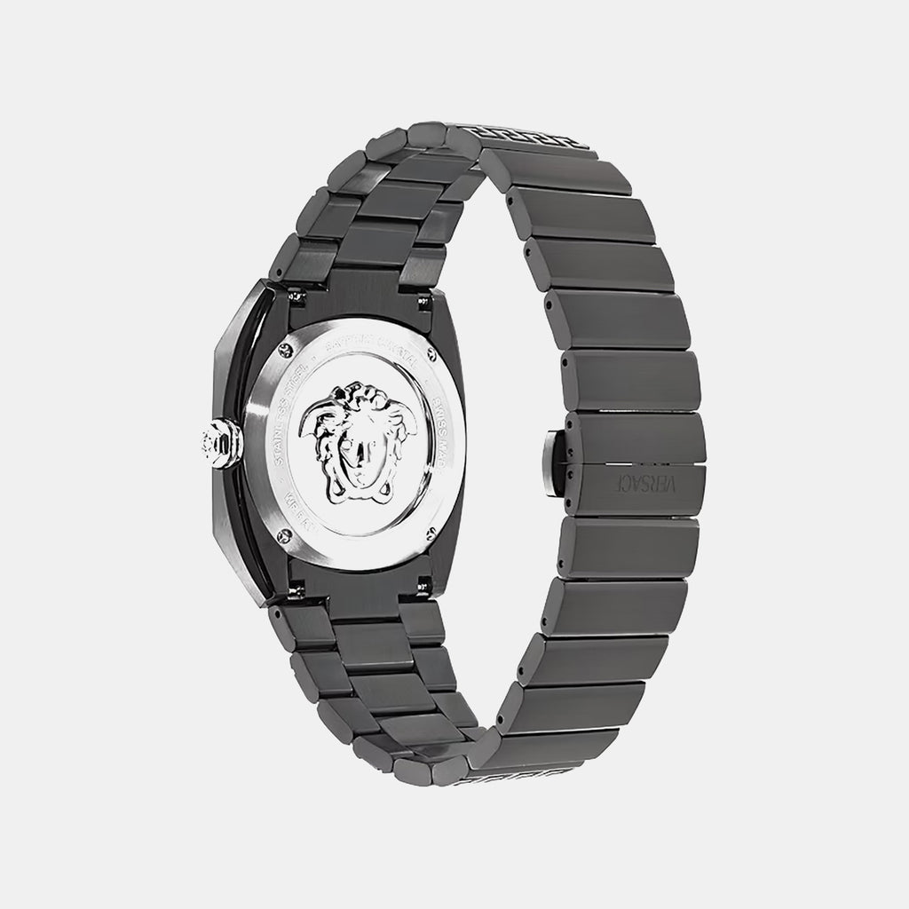 Men Quartz Black Dial Analog Stainless Steel Watch VE5P00226