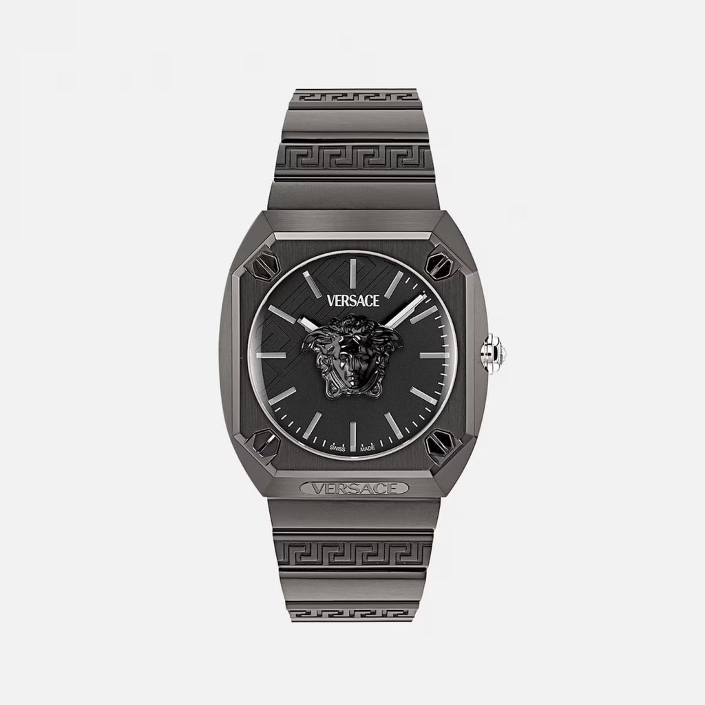 Men Quartz Black Dial Analog Stainless Steel Watch VE5P00226