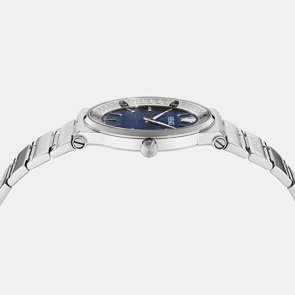 Men Quartz Blue Dial Analog Stainless Steel Watch VE5Q00326