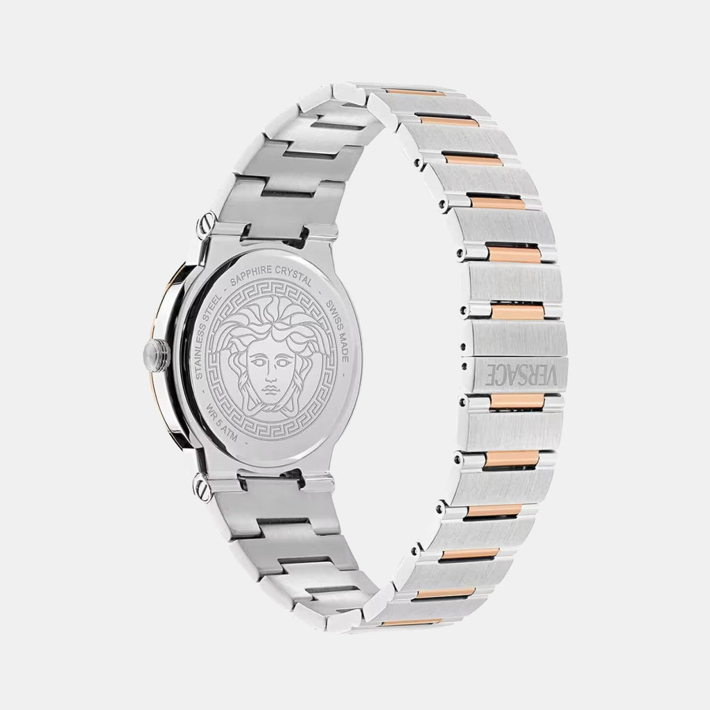 Greca Men Quartz Silver Dial Analog Stainless Steel Watch VE5Q00426