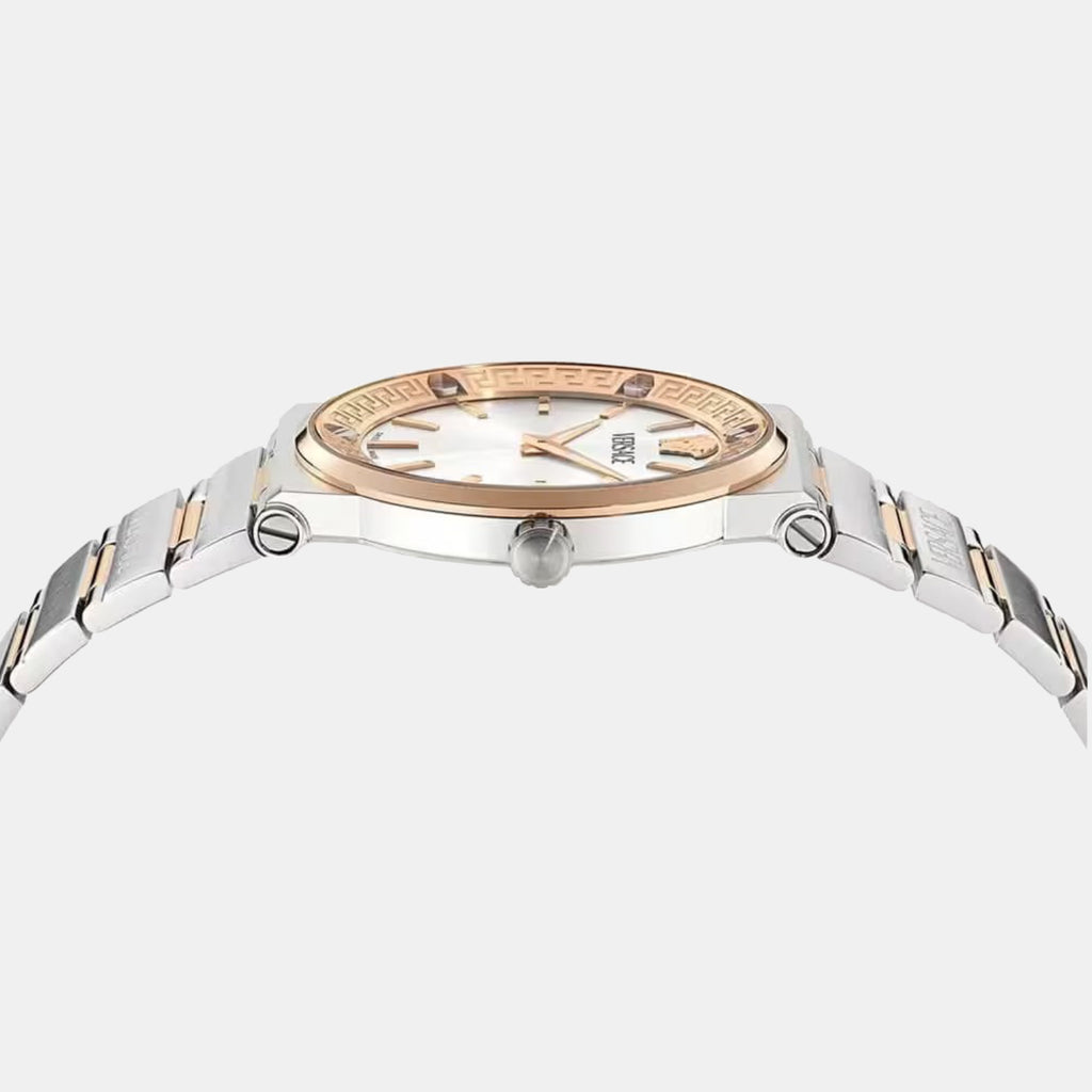Greca Men Quartz Silver Dial Analog Stainless Steel Watch VE5Q00426
