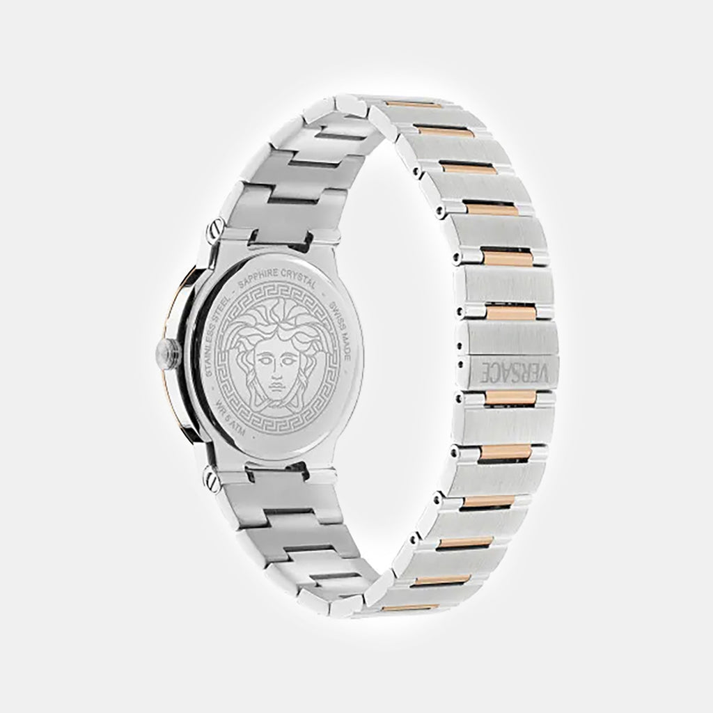 Greca Logo Aereo Men Quartz Silver Dial Analog Stainless Steel Watch VE5Q00726