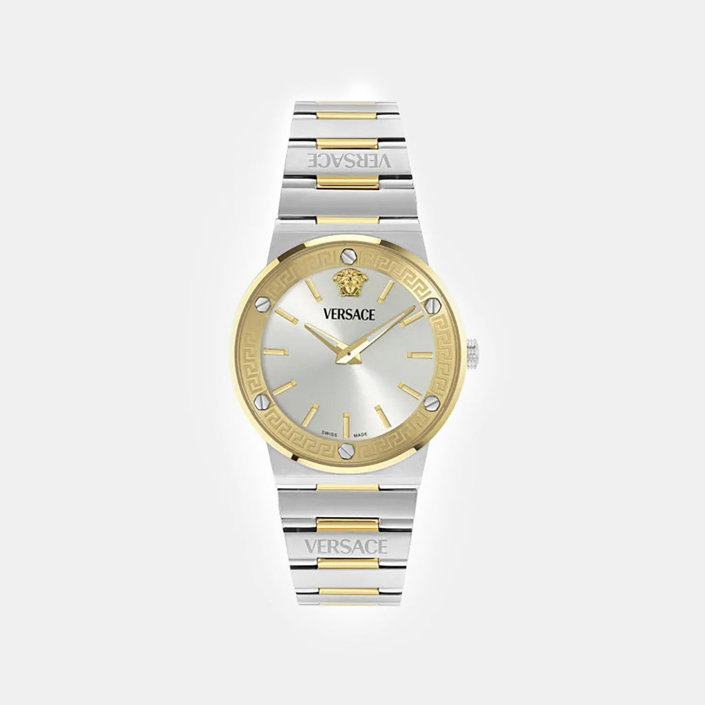 Greca Logo Aereo Men Quartz Silver Dial Analog Stainless Steel Watch VE5Q00726
