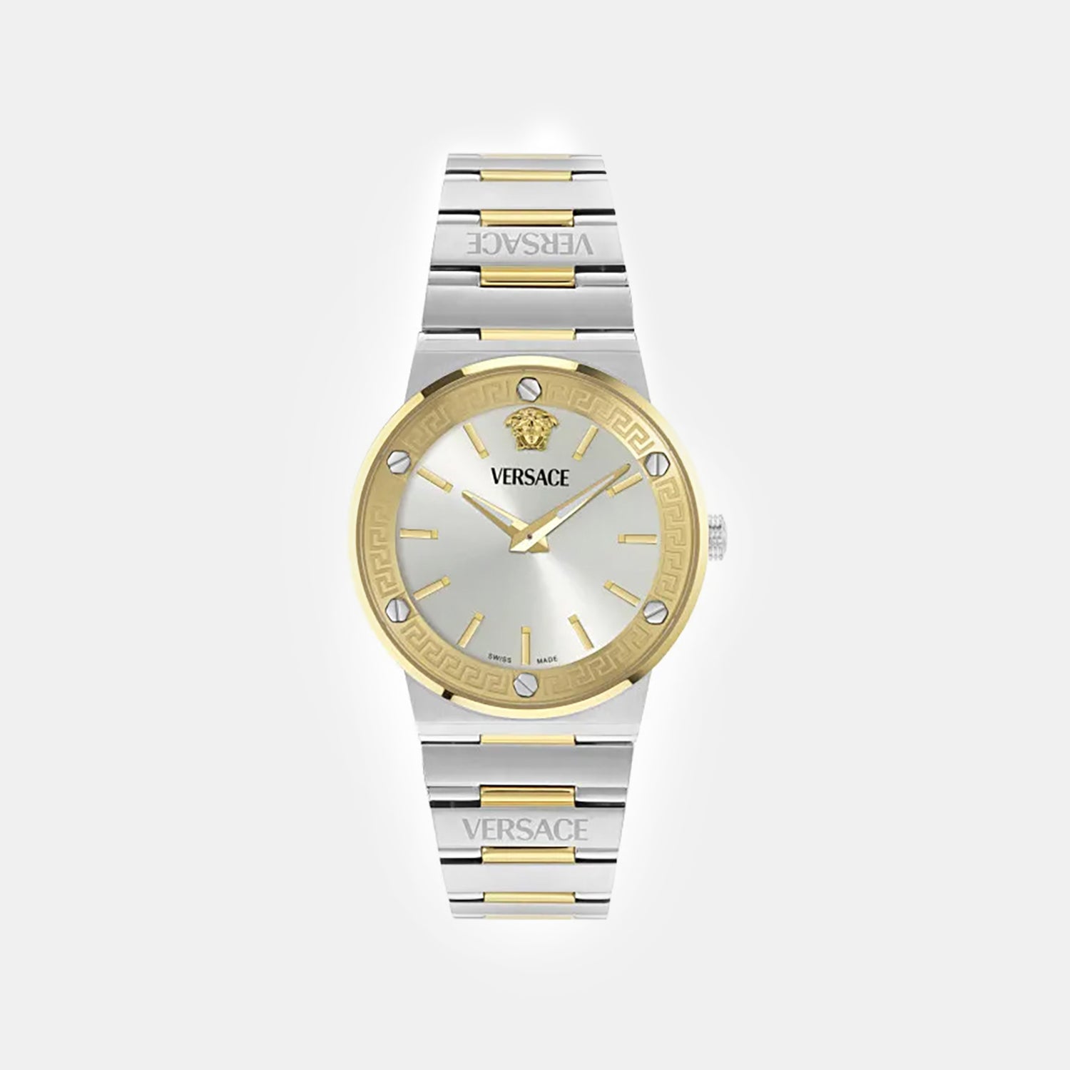 Greca Logo Aereo Men Quartz Silver Dial Analog Stainless Steel Watch VE5Q00726