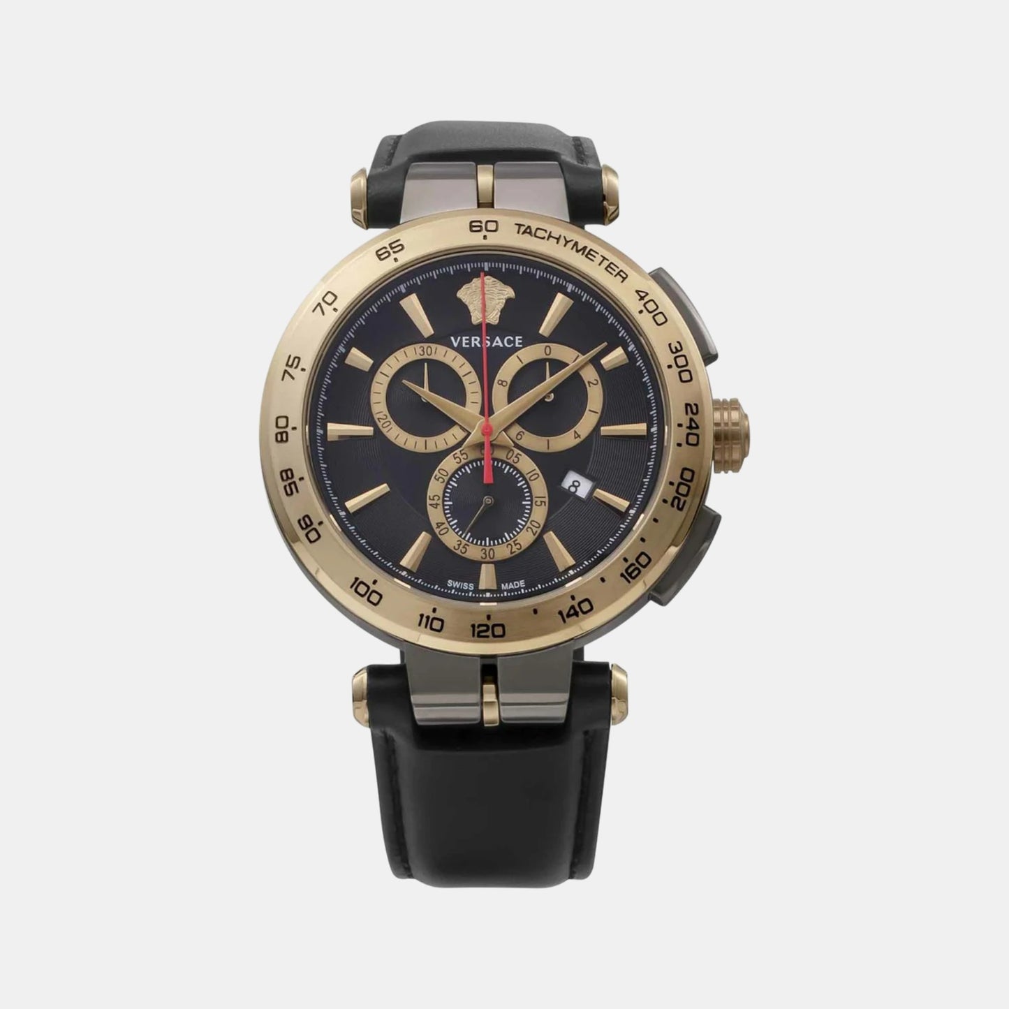 Aion Men Quartz Black Dial Chronograph Leather Watch VE6CA0323