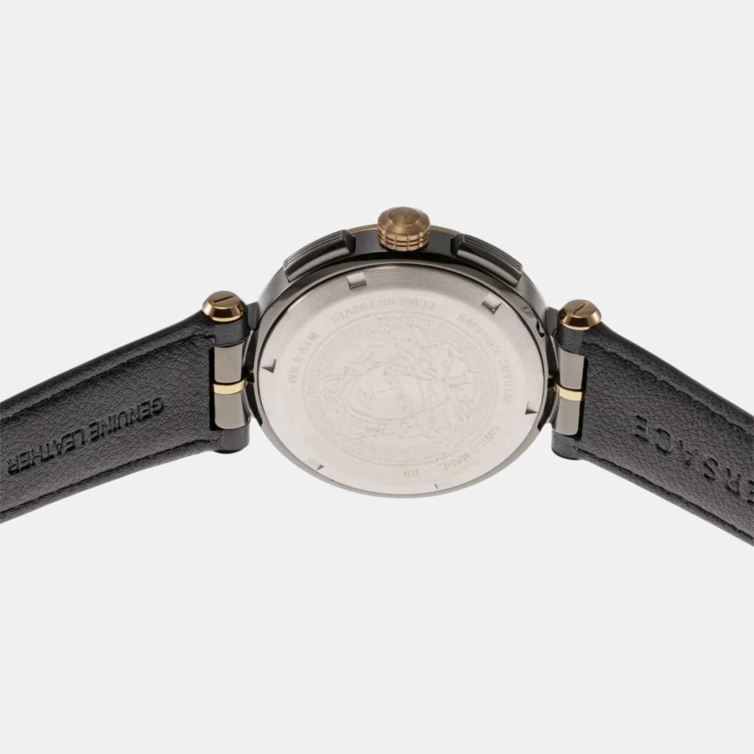 Aion Men Quartz Black Dial Chronograph Leather Watch VE6CA0323