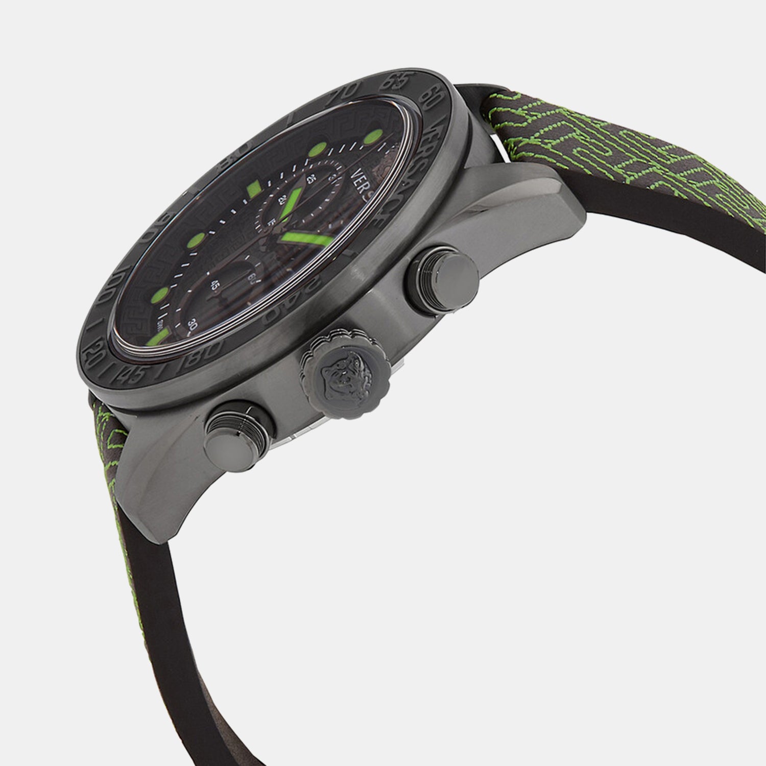 Greca Dome Men Quartz Black Dial Chronograph Leather Watch VE6K00223
