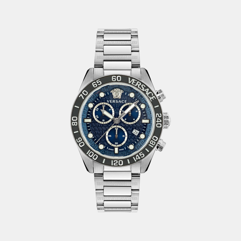 Greca Dome Men Quartz Blue Dial Chronograph Stainless Steel Watch VE6K00323