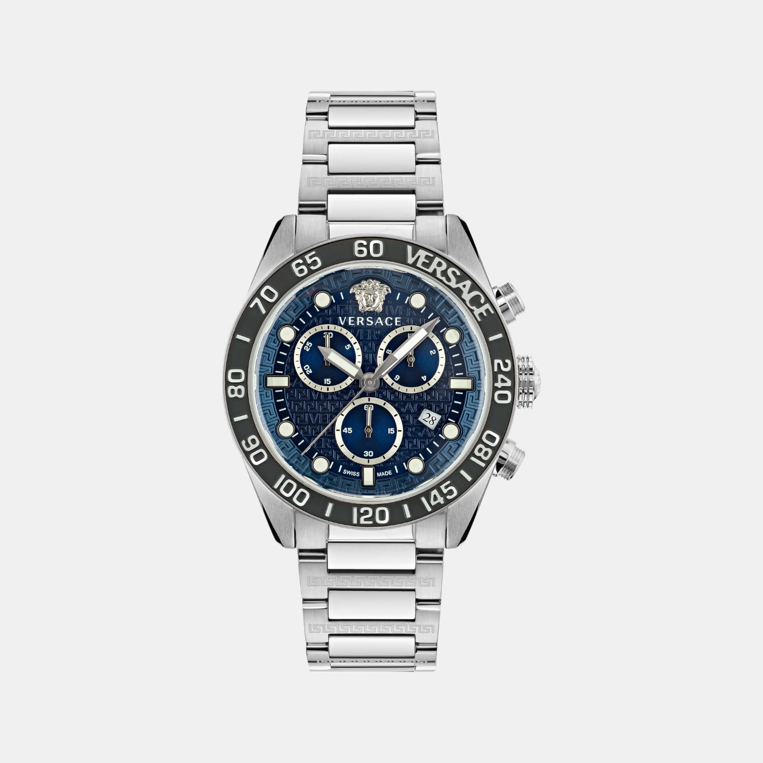 Greca Dome Men Quartz Blue Dial Chronograph Stainless Steel Watch VE6K00323