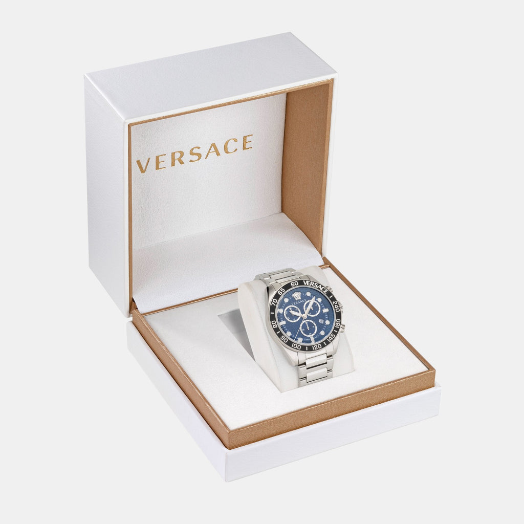 Greca Dome Men Quartz Blue Dial Chronograph Stainless Steel Watch VE6K00323