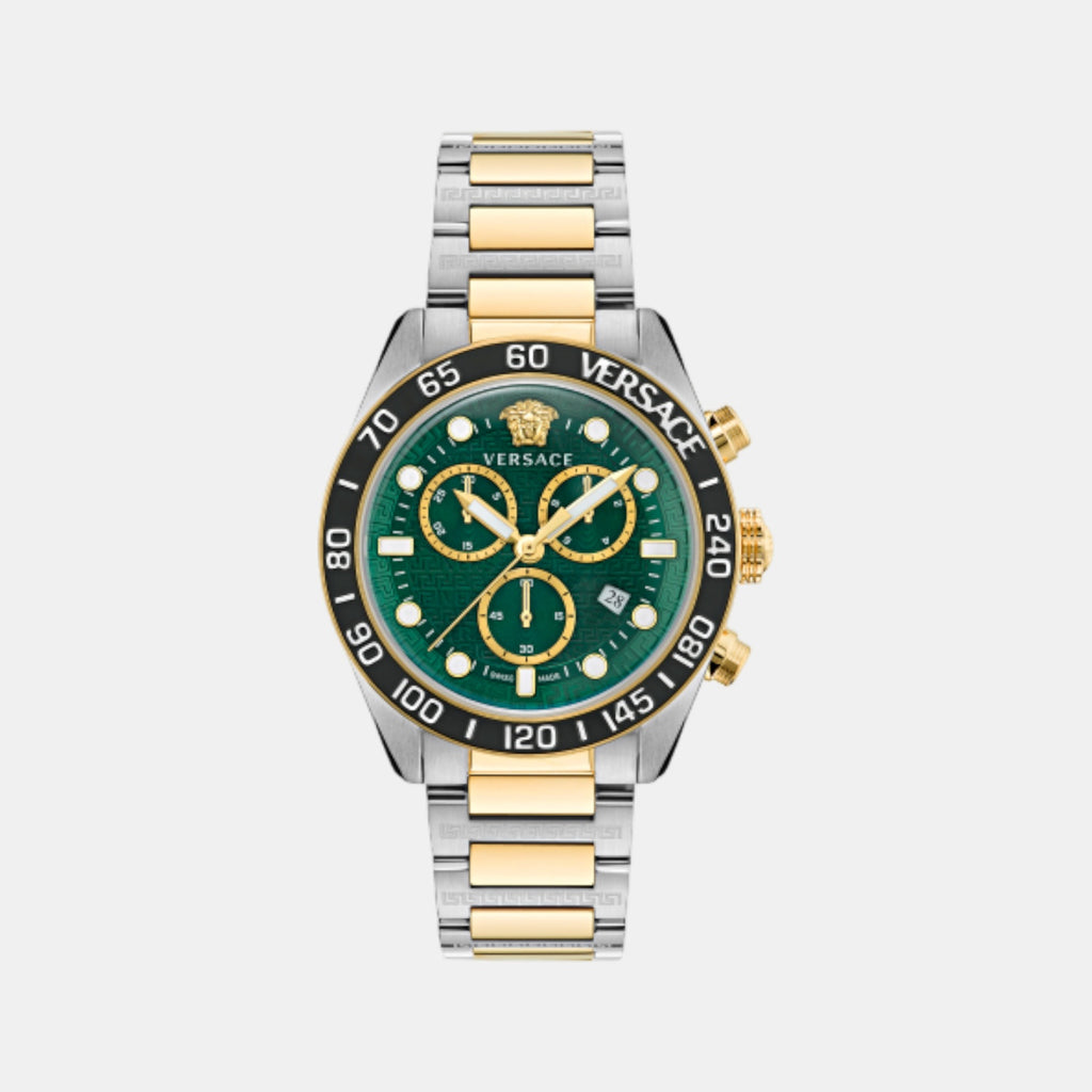 Greca Dome Men Quartz Green Dial Chronograph Stainless Steel Watch VE6K00423