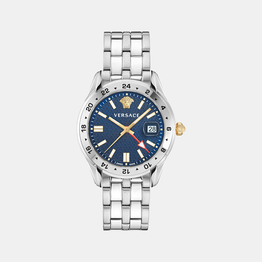 Greca Time Men Quartz Blue Dial Analog Stainless Steel Watch VE7C00523