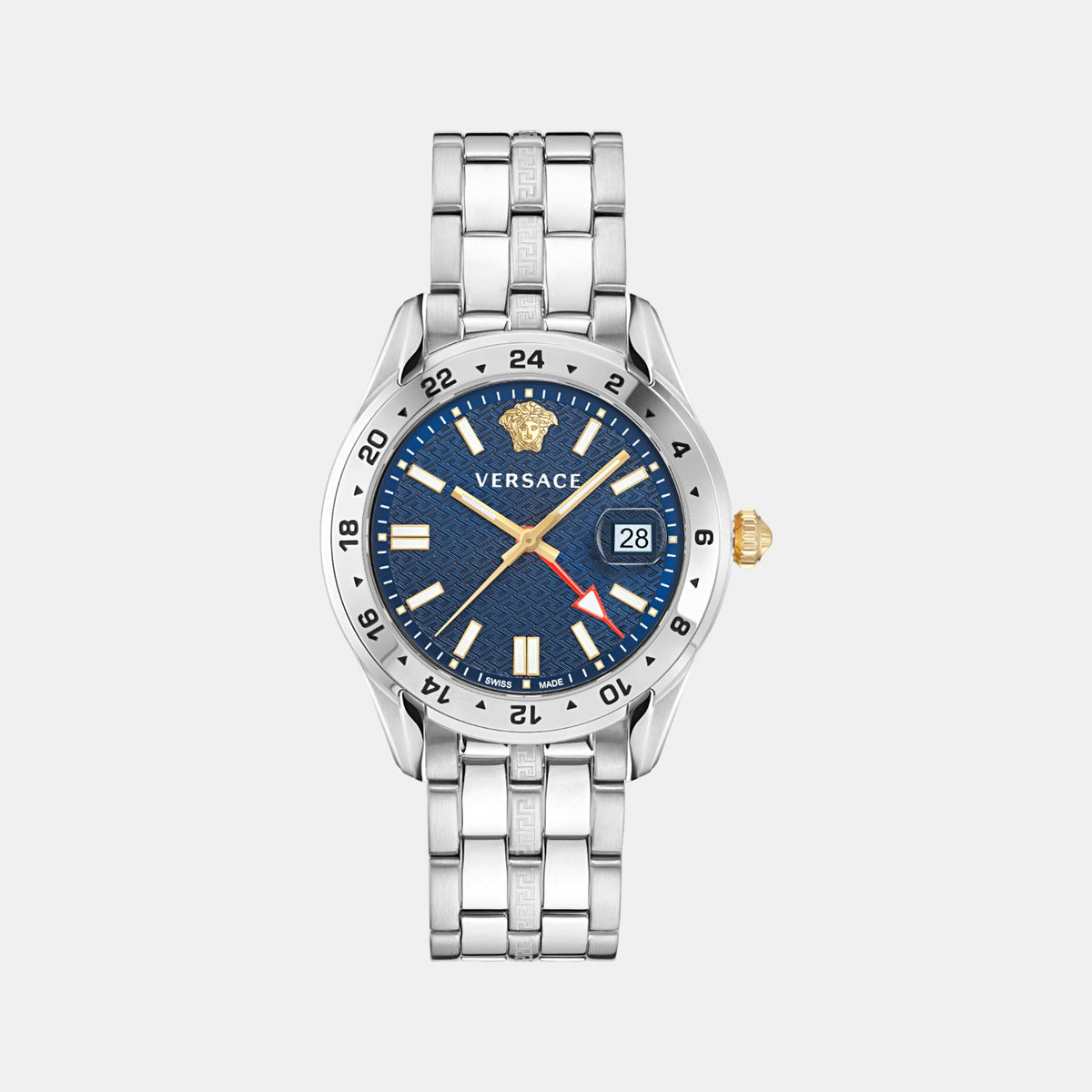 Greca Time Men Quartz Blue Dial Analog Stainless Steel Watch VE7C00523