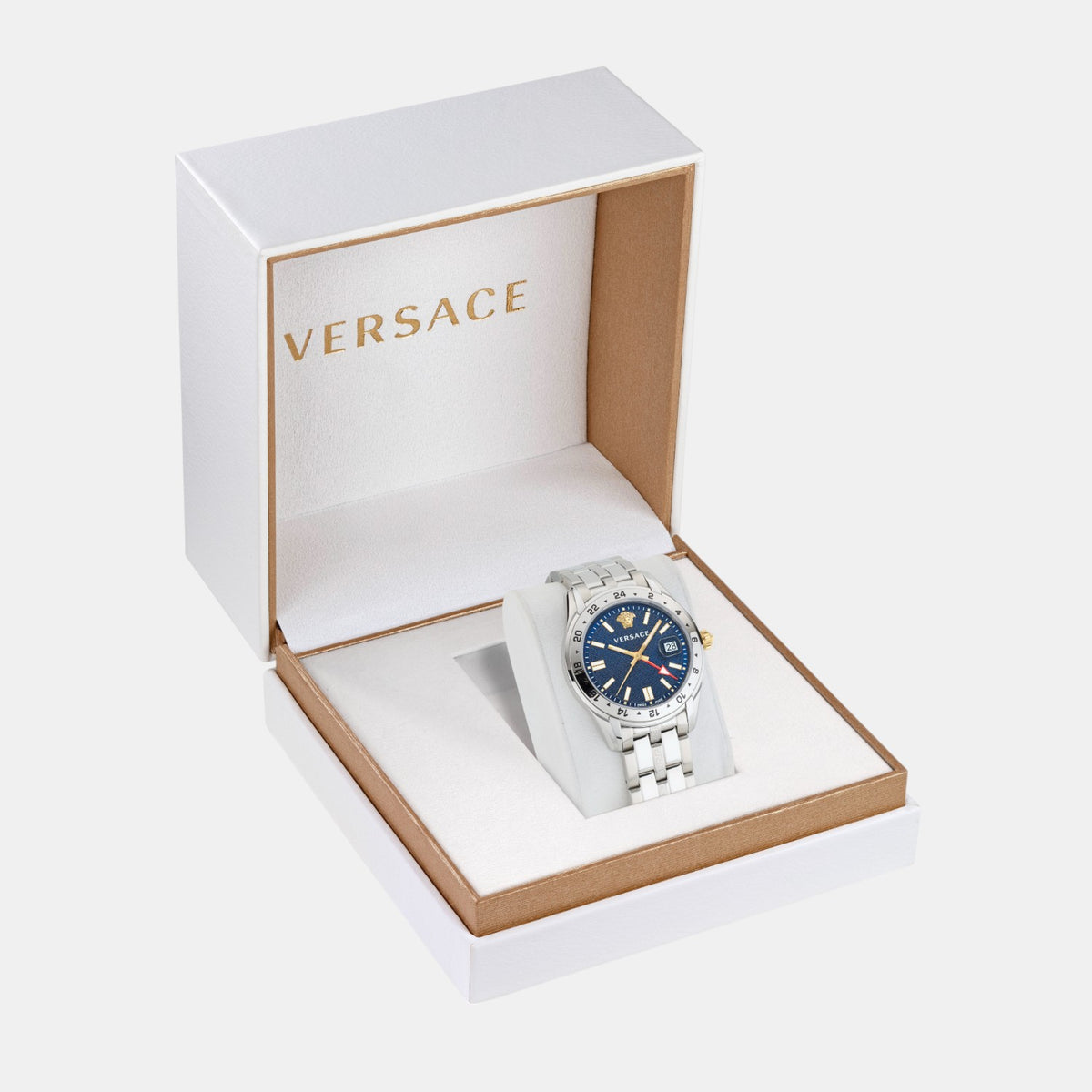 Greca Time Men Quartz Blue Dial Analog Stainless Steel Watch VE7C00523