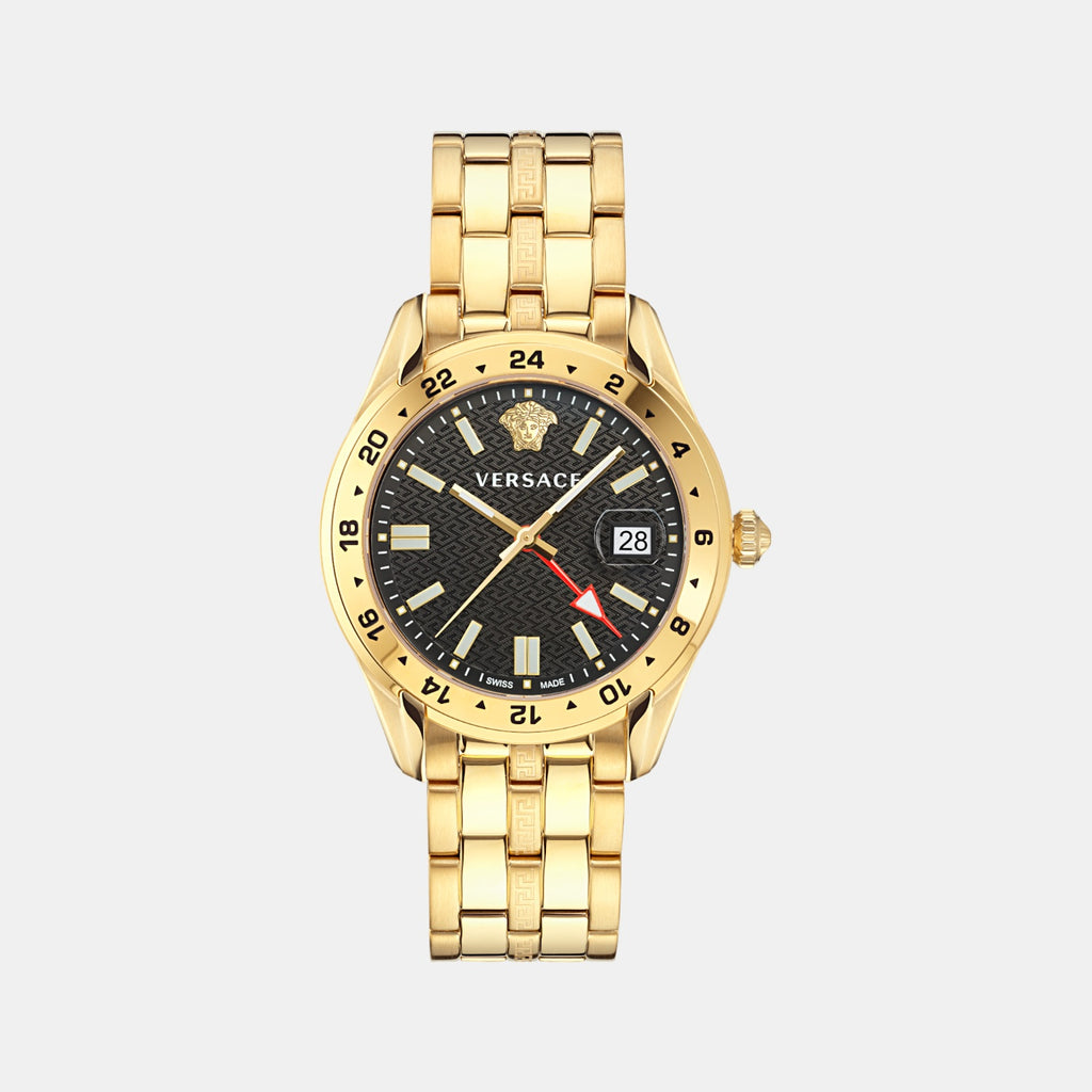 Greca Time Men Quartz Black Dial Analog Stainless Steel Watch VE7C00723