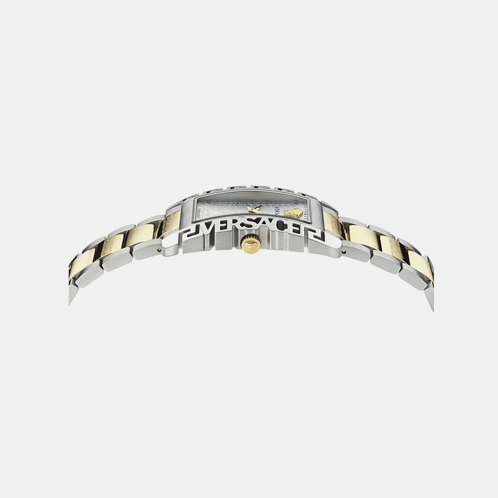 Men Quartz Silver White Dial Analog Stainless Steel Watch VE7D00323