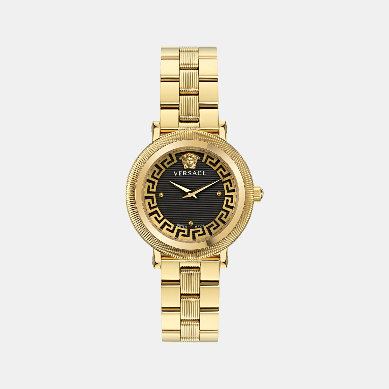 Greca Flourish Women Quartz Black Dial Analog Stainless Steel Watch VE7F00623