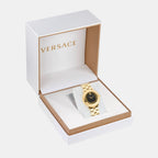 Greca Flourish Women Quartz Black Dial Analog Stainless Steel Watch VE7F00623