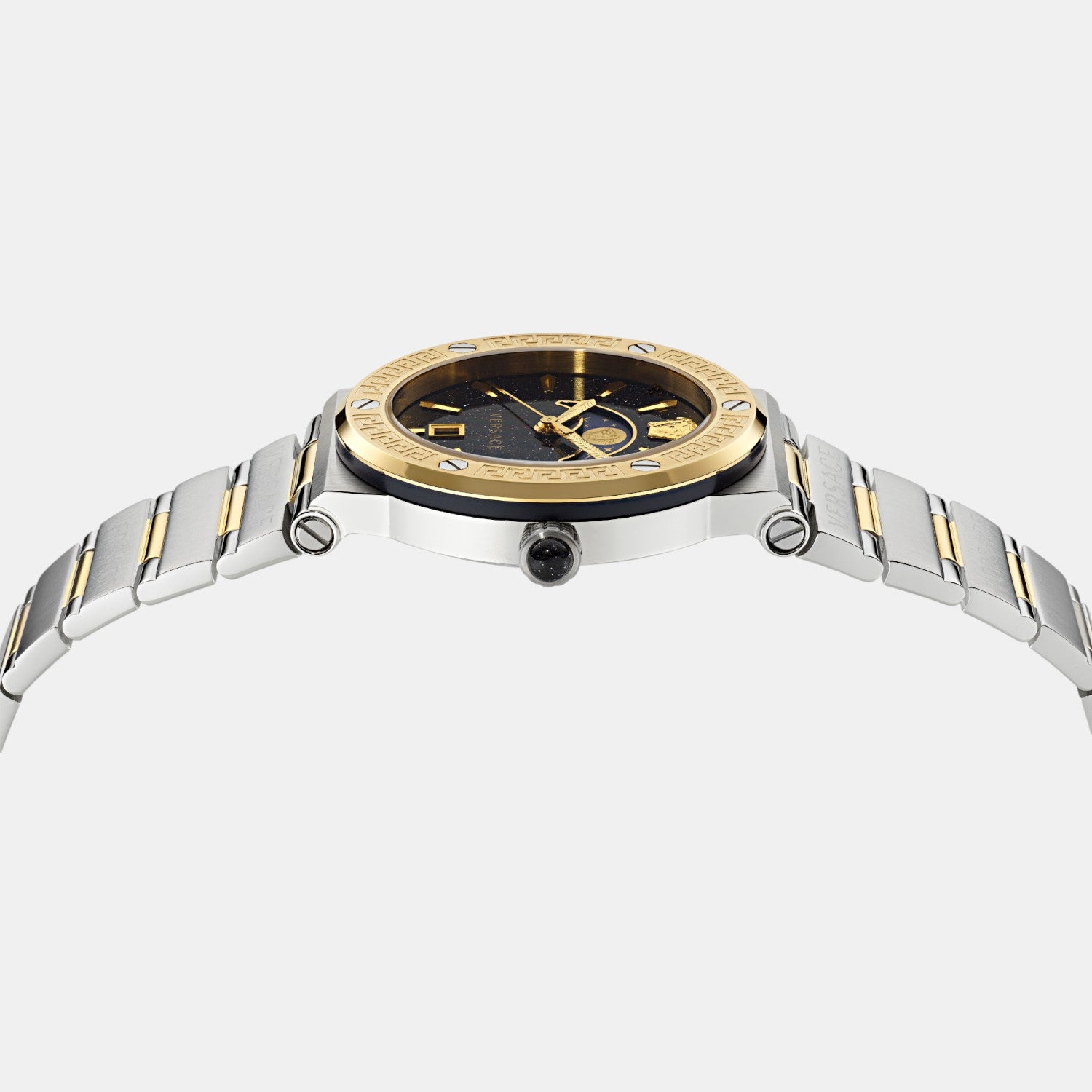 Greca Logo Moonphase Unisex Quartz Blue Dial Analog Stainless Steel Watch VE7G00223