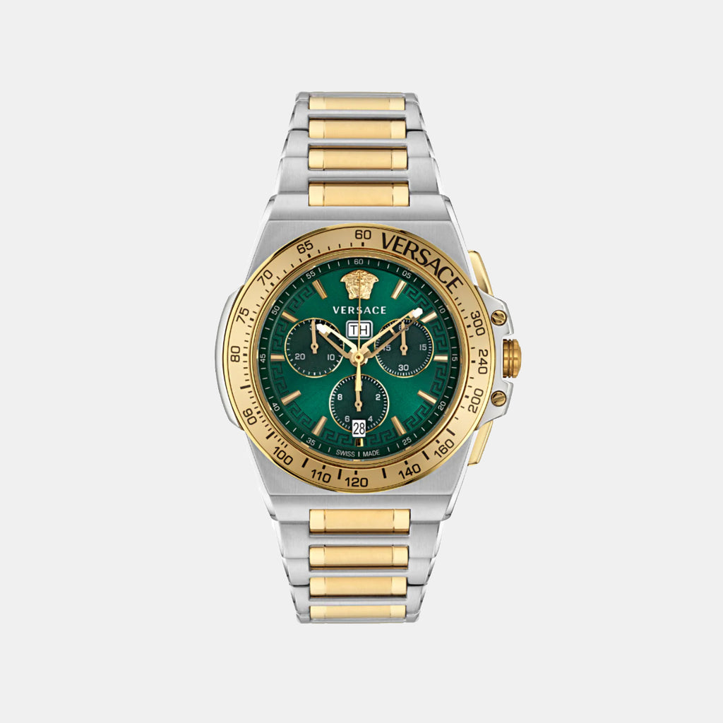 Greca Men Quartz Green Dial Chronograph Stainless Steel Watch VE7H00523