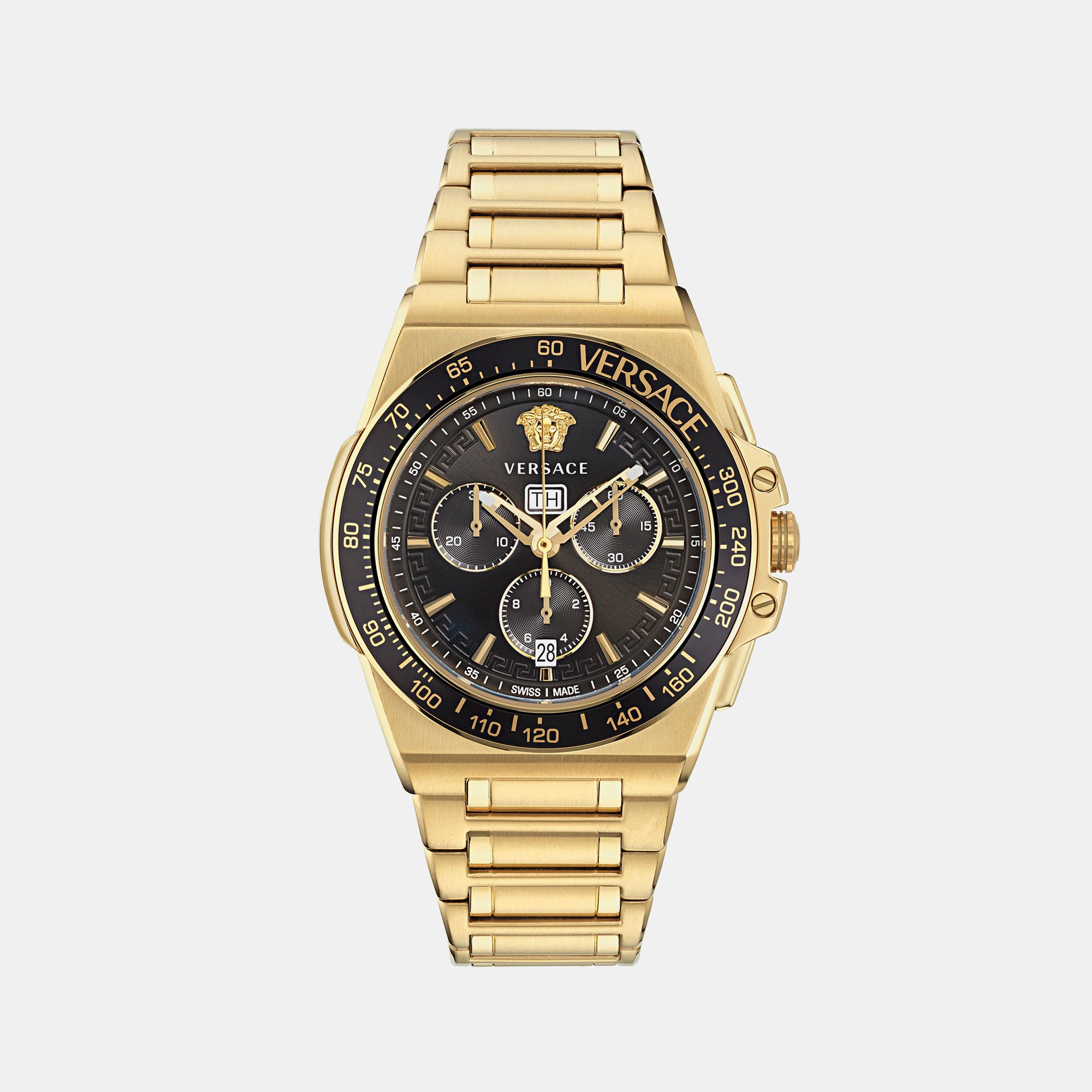 Versace men watch V-Essential gold black Stainless Steel Watch NEW VEJ400621