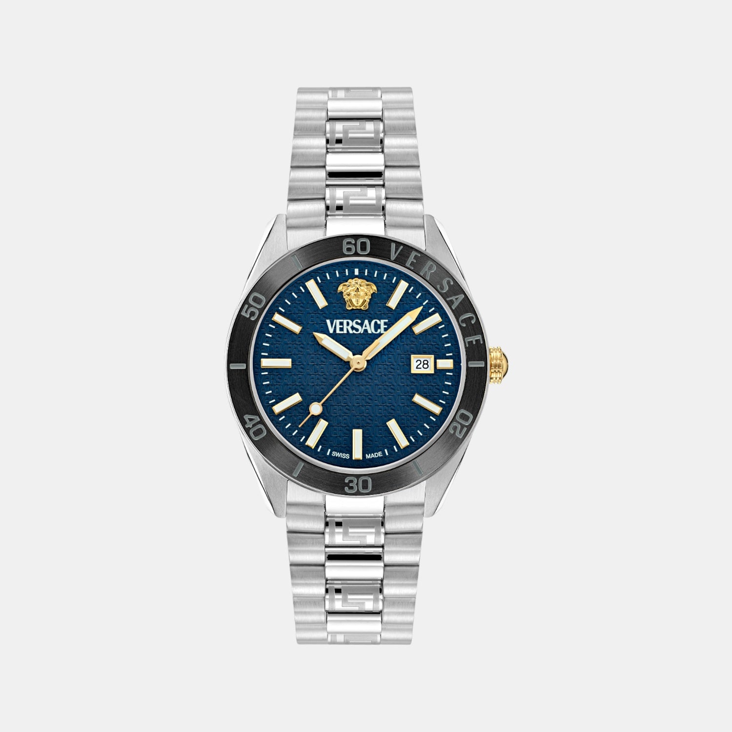 V Dome Men Quartz Blue Dial Analog Stainless Steel Watch VE8E00324