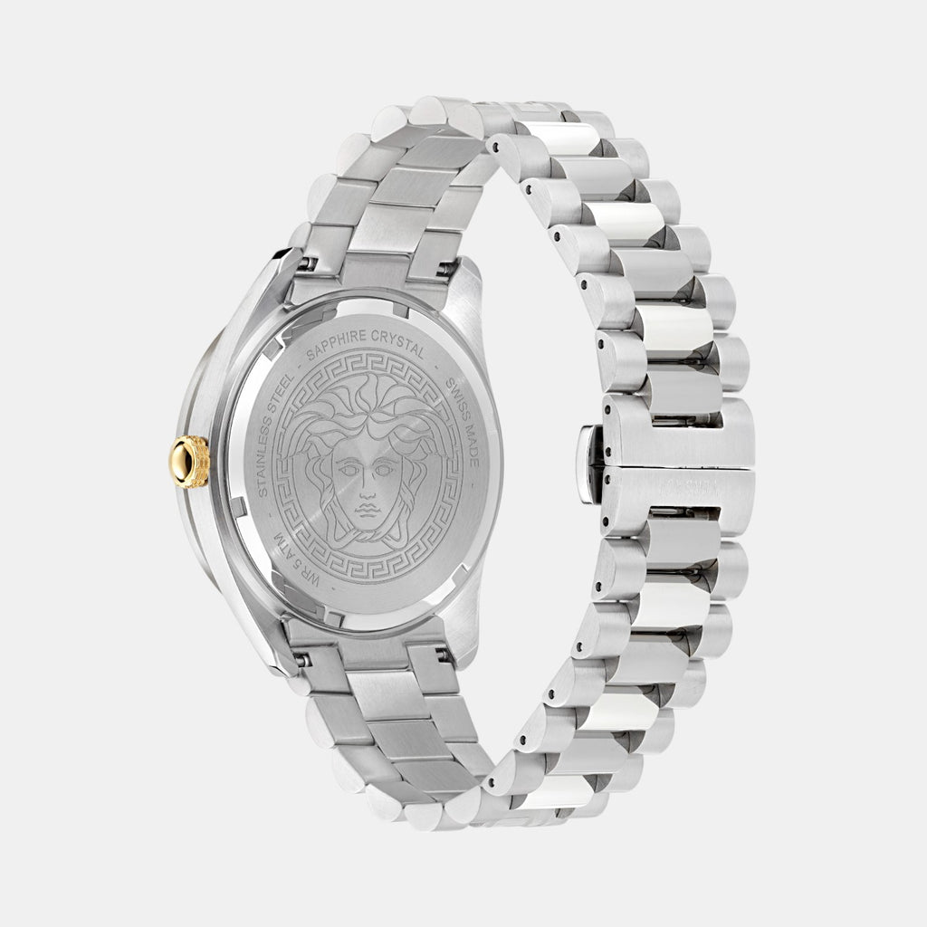 V Dome Men Quartz Blue Dial Analog Stainless Steel Watch VE8E00324