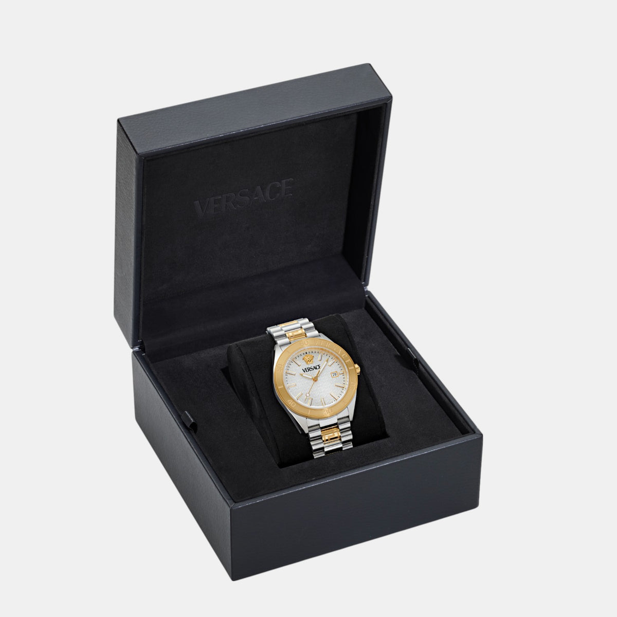 V Dome Men Quartz White Dial Analog Stainless Steel Watch VE8E00424