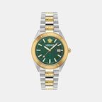 V-Dome Men Quartz Green Dial Analog Stainless Steel Watch VE8E00524
