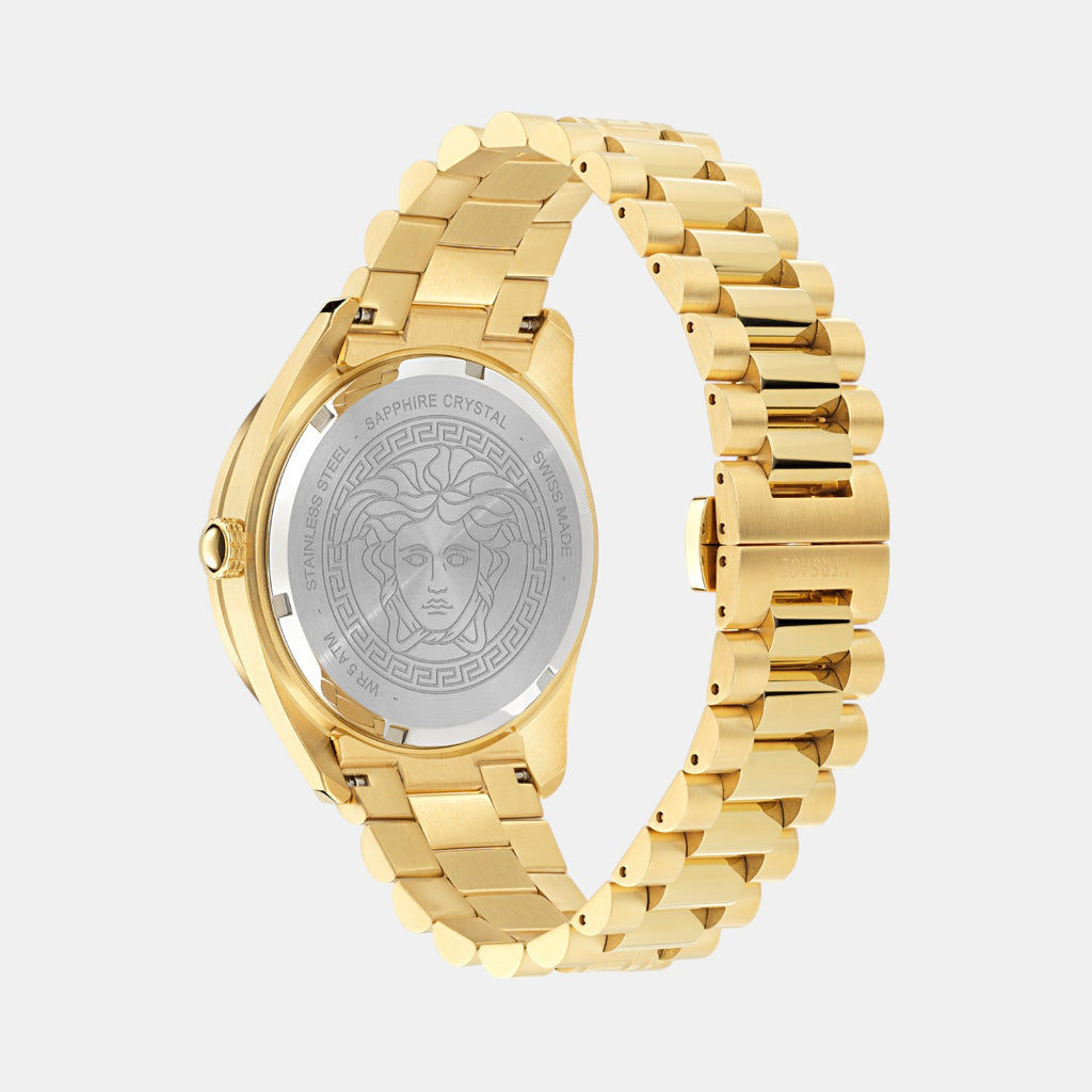 V Dome Men Quartz Black Dial Analog Stainless Steel Watch VE8E00624