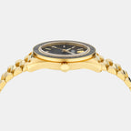 V Dome Men Quartz Black Dial Analog Stainless Steel Watch VE8E00624