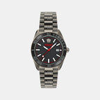 V Dome Men Quartz Black Dial Analog Stainless Steel Watch VE8E00724