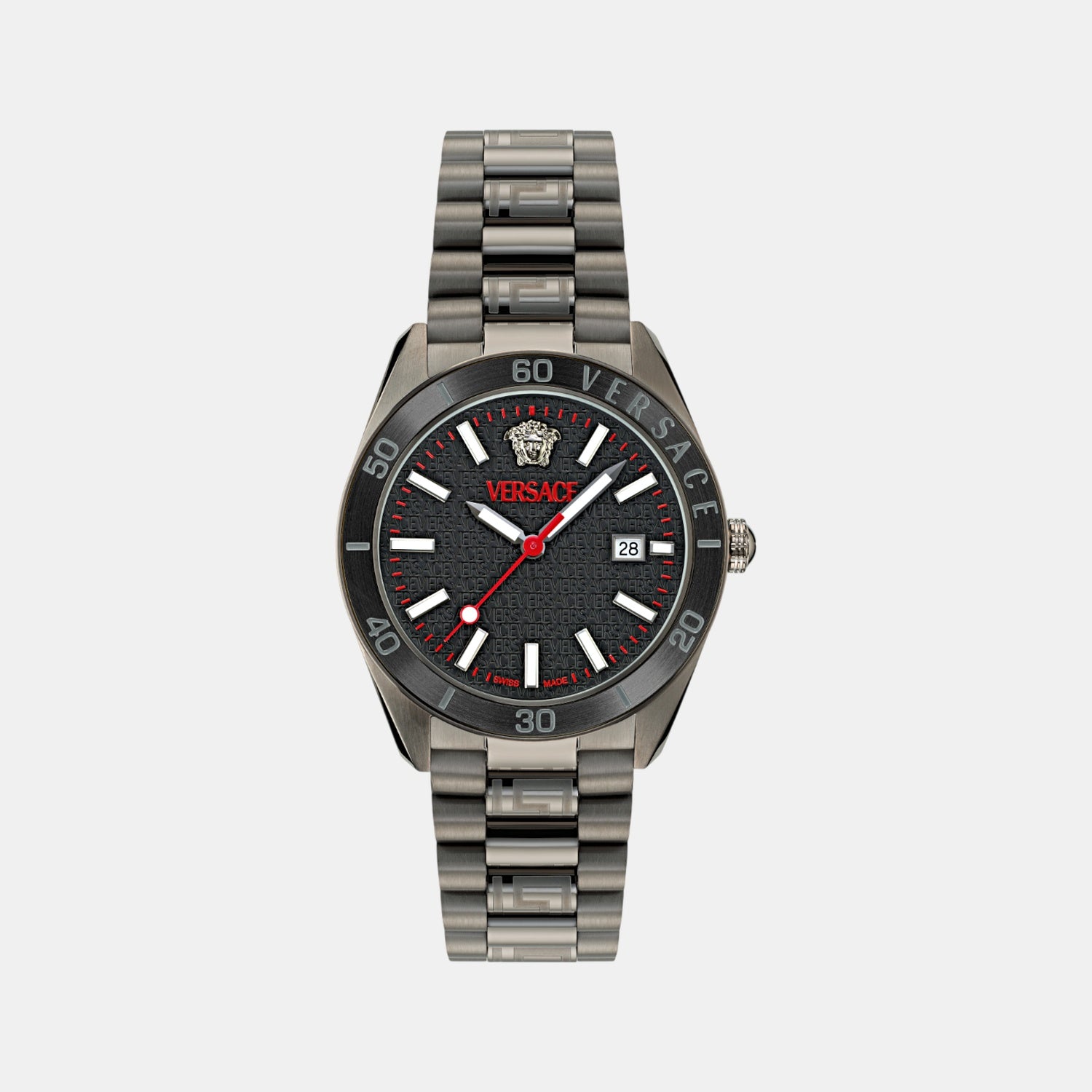 V Dome Men Quartz Black Dial Analog Stainless Steel Watch VE8E00724