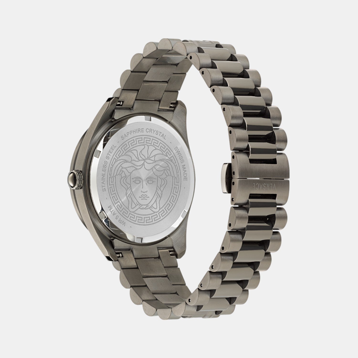 V Dome Men Quartz Black Dial Analog Stainless Steel Watch VE8E00724